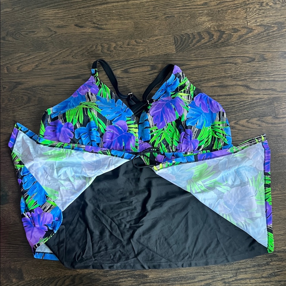 NEW Catherine’s Women’s Swim Dress / Swim Coverup Vibrant Blue, Purple and Green - Picture 6 of 6